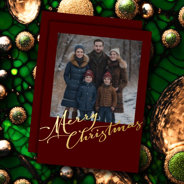 Carte De Vœux En Aluminium Grunge Joyeux Noël et votre photo (Créateur téléchargé)