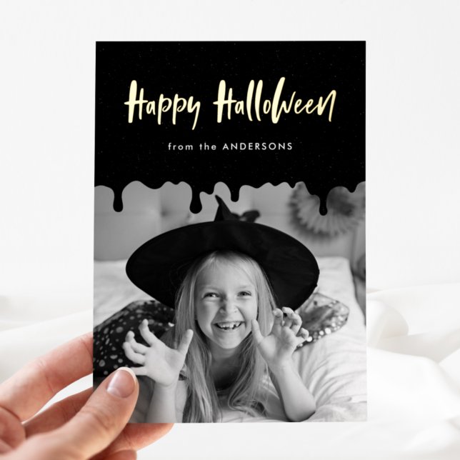 Carte De Vœux En Aluminium Halloween de sang noir coulant (Créateur téléchargé)