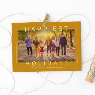 Carte De Vœux En Aluminium Happiest Modern Gold Text Golden Yellow Photo