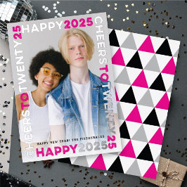 Carte De Vœux En Aluminium Happy 2025 Blocks de la typographie de cadre Nouve