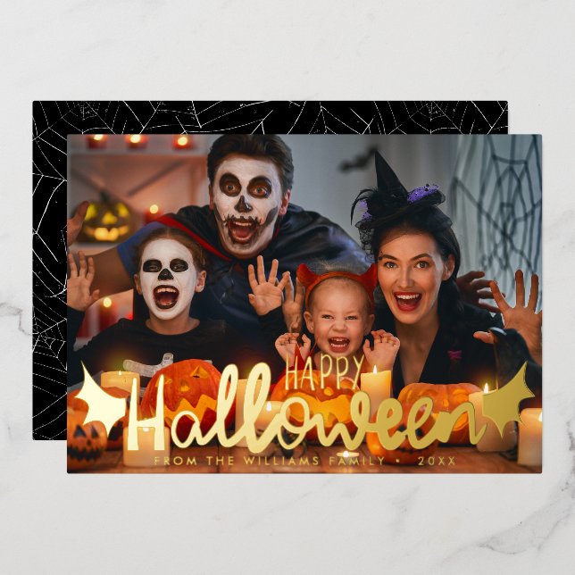 Carte De Vœux En Aluminium Happy Halloween Photo personnalisée Halloween (Recto/Verso)