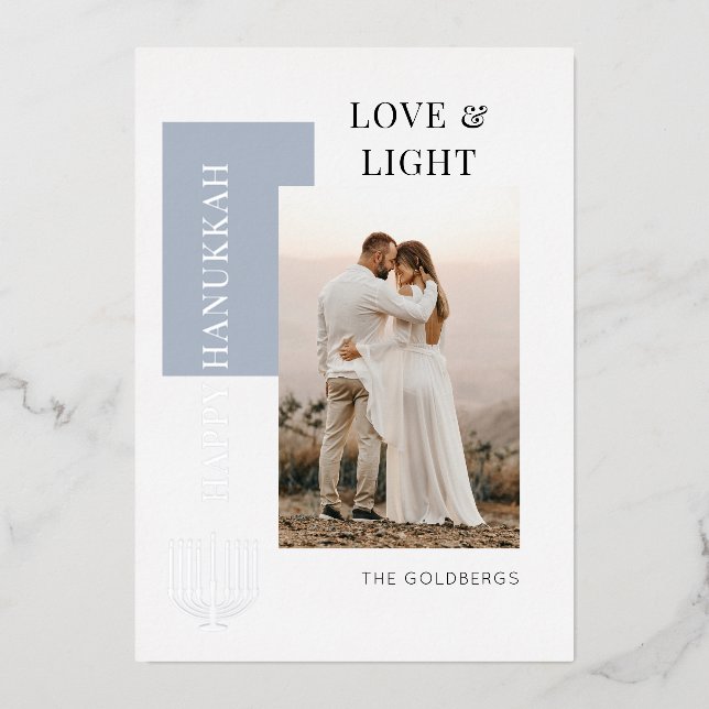 Carte De Vœux En Aluminium Happy Hanoukka Love Light Photo (Recto)