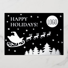 Carte De Vœux En Aluminium Happy Holidays Company Logo Santa sleigh