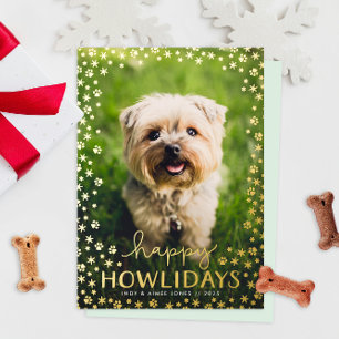 Carte De Vœux En Aluminium Happy Howlidays Pet Lover Gold