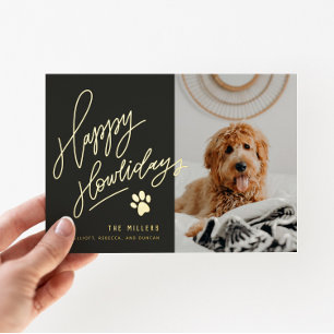 Carte De Vœux En Aluminium Happy Howlidays Pet Photo Christmas