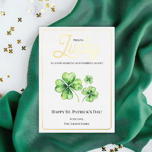 Carte De Vœux En Aluminium Happy Jour de la Saint Patrick Vert Quatre Leaf Cl