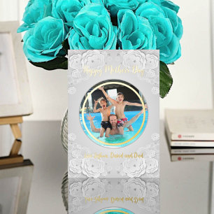 Carte De Vœux En Aluminium Happy Mothers Day Circle Photo Papier Frontière Fl