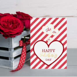Carte De Vœux En Aluminium Happy Valentine's Day Red Hearts Chalk Stripes