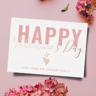 Carte De Vœux En Aluminium Heart Happy Valentine`s Day Script