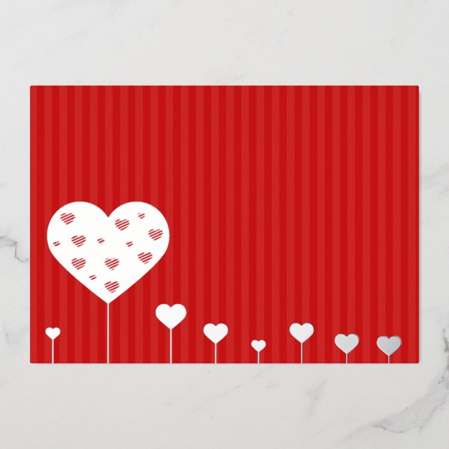 Carte De Vœux En Aluminium Heureuse Sainte-Valentin Beau Coeurs blancs rouges (Recto)