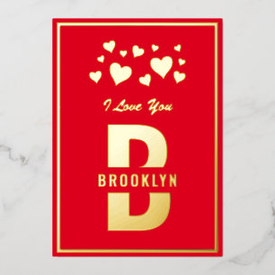 Carte De Vœux En Aluminium Heureuse Sainte-Valentin de monogramme Red Gold Hi