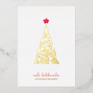 Carte De Vœux En Aluminium Hibiscus feuille Mele Kalikimaka Monstera