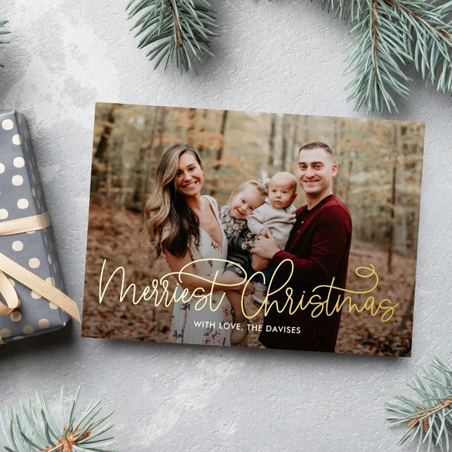 Carte De Vœux En Aluminium Hip Écriture Real Foil Merriest Christmas Card (Créateur téléchargé)