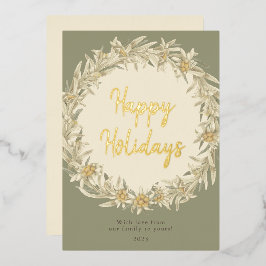 Carte De Vœux En Aluminium Hiver Floral Edelweiss Alpine