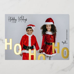 Carte De Vœux En Aluminium Ho Ho Ho Photo personnalisée Joyeuses Fêtes Noël