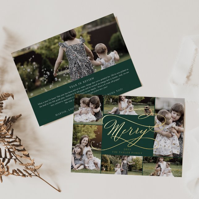 Carte De Vœux En Aluminium Huile romantique | Collage photo Green Merry 7 (Créateur téléchargé)