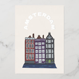 Carte De Vœux En Aluminium Illustration d'architecture emblématique à Amsterd