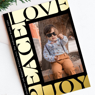 Carte De Vœux En Aluminium image couleur LOVE PEACE JOY photo onyx frame