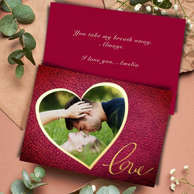 Carte De Vœux En Aluminium Impression cuir coeur Amour Saint-Valentin Photo  (Créateur téléchargé)