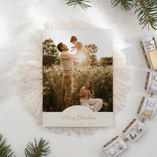 Carte De Vœux En Aluminium Ivoire Très Joyeux Noël Quatre Photo Vertical