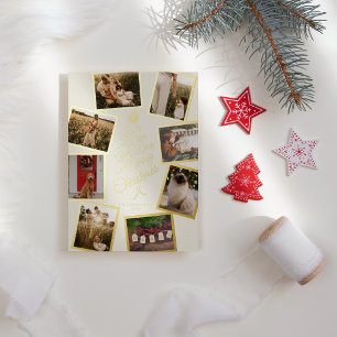 Carte De Vœux En Aluminium Ivory Very Joyeux Christmas Tree Photo Collage