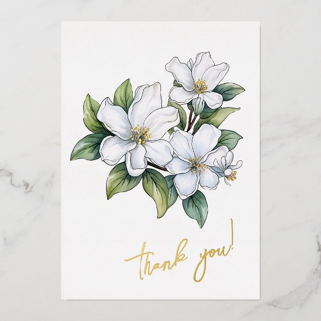 Carte De Vœux En Aluminium Jasmine Flower "Merci !" Modifiable (Recto)