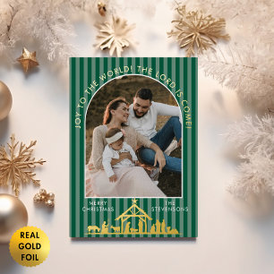 Carte De Vœux En Aluminium Joie au Monde Vert Noël Photographie de la Nativit