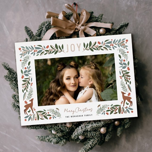 Carte De Vœux En Aluminium Joli cadre Little Deer | Noël photo blanche (Créateur téléchargé)