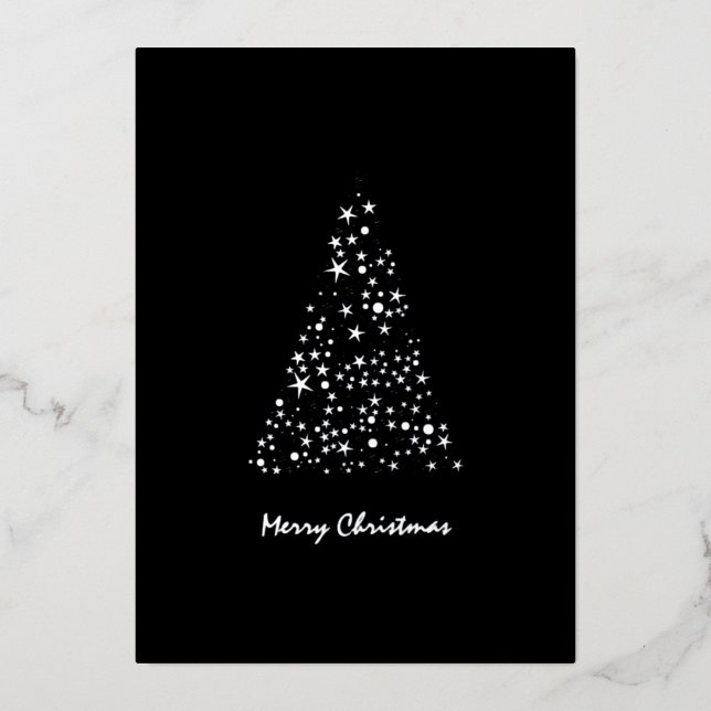 Carte De Vœux En Aluminium Joli Monochrome Étoiles brillantes Noël (Recto)