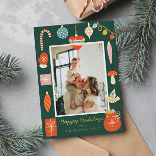 Carte De Vœux En Aluminium Joli Noël Ornement Famille Photo Holiday