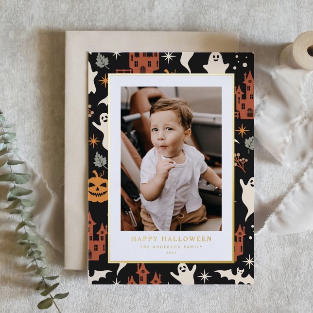 Carte De Vœux En Aluminium Jolie et Éffrayante Motif Halloween Photo (Créateur téléchargé)
