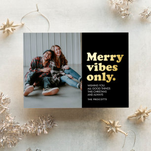 Carte De Vœux En Aluminium Jory vibes seulement unique rétro photo de Noël
