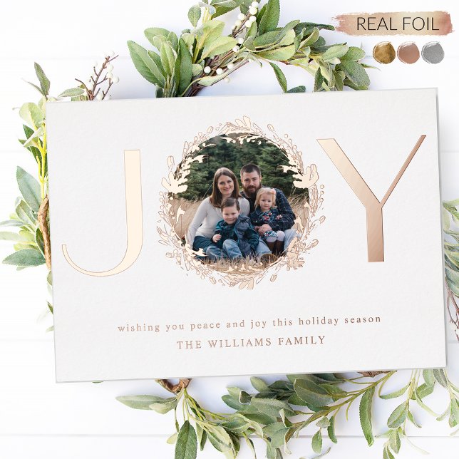 Carte De Vœux En Aluminium "Joy" Elégante Photo Personnalisée Réelle (Créateur téléchargé)