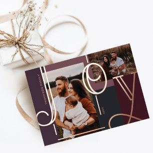Carte De Vœux En Aluminium Joy Overlay Bold Moderne Couleurs Blocs Photos de 