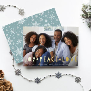 Carte De Vœux En Aluminium Joy Peace Love Photo horizontale