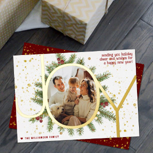 Carte De Vœux En Aluminium Joy Pine Boughs Wreath Christmas Photo Real