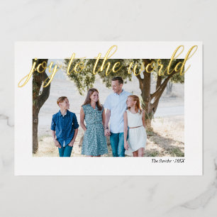 Carte De Vœux En Aluminium Joy to the World Photo personnalisée