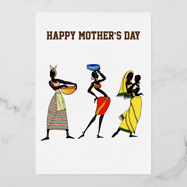 Carte De Vœux En Aluminium Joyeuse fête des mères Art africain Imprimer (Recto)