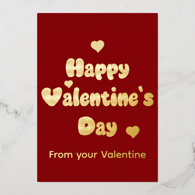 Carte De Vœux En Aluminium Joyeuse Saint-Valentin Pailletée (Recto)