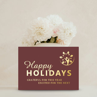 Carte De Vœux En Aluminium Joyeuses fêtes avec logo entreprise taupe dorure m