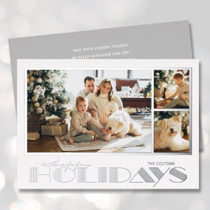 Carte De Vœux En Aluminium Joyeuses Fêtes d'Argent Multi Photos