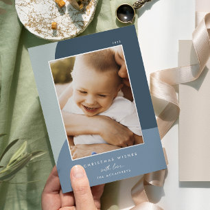 Carte De Vœux En Aluminium Joyeuses nuances Argent photo vertical