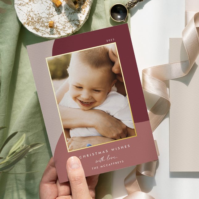 Carte De Vœux En Aluminium Joyeuses nuances | Vertical Photo Gold (Créateur téléchargé)