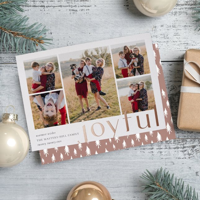 Carte De Vœux En Aluminium Joyeux cinq Rose photo Gold (Créateur téléchargé)