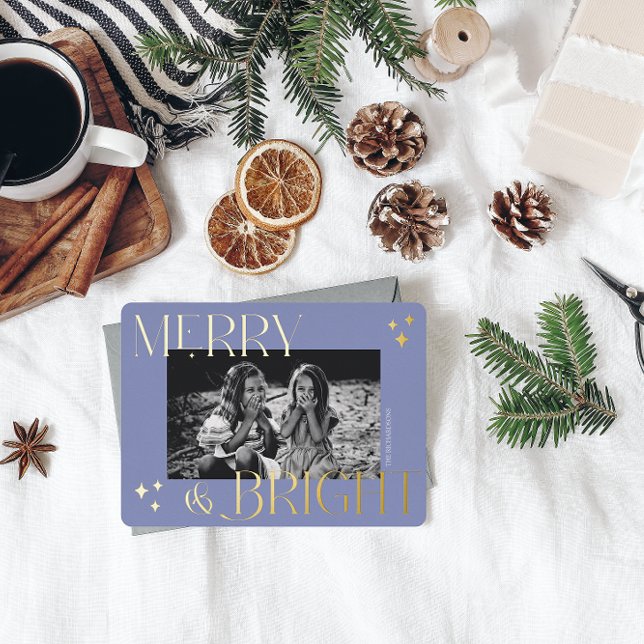 Carte De Vœux En Aluminium Joyeux et lumineux photo de Noël élégante (Créateur téléchargé)