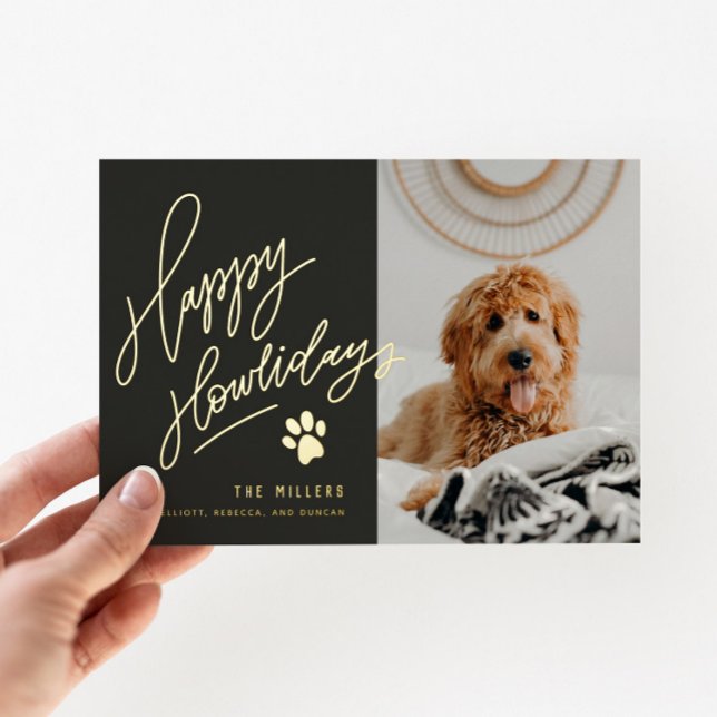 Carte De Vœux En Aluminium Joyeux Howlidays Pet Photo Christmas (Créateur téléchargé)