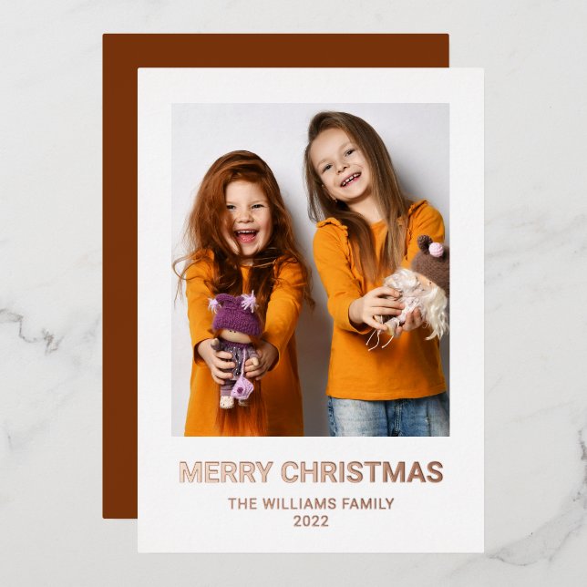 Carte De Vœux En Aluminium Joyeux Noël 1 Photo Real (Recto/Verso)