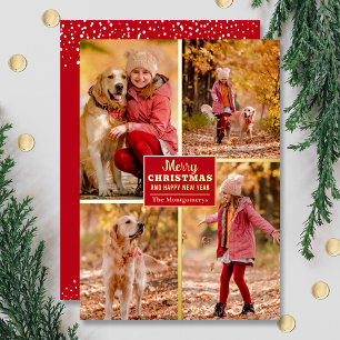 Carte De Vœux En Aluminium Joyeux Noël 4 Photo Collage Gold