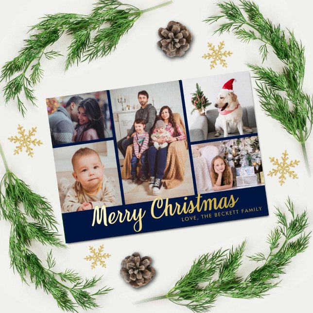 Carte De Vœux En Aluminium Joyeux Noël 5 Photo Collage Real (Créateur téléchargé)