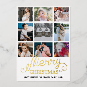 Carte De Vœux En Aluminium Joyeux Noël année en revue 9 Photo Collage